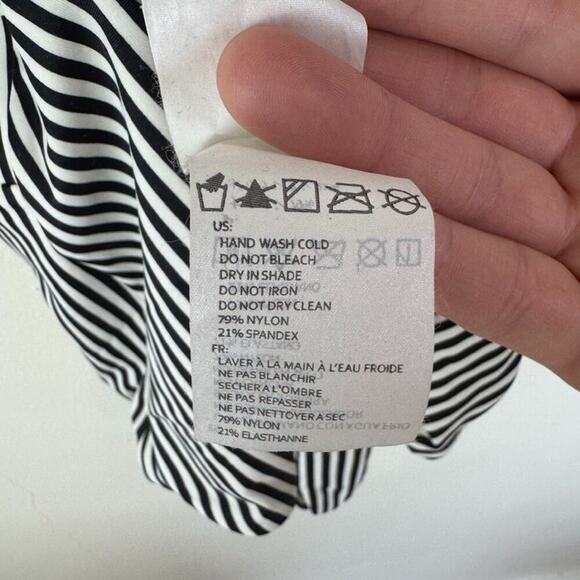 Free People x Amuse Society XS Black Striped Cheeky One Piece Swimsuit French - Picture 12 of 14